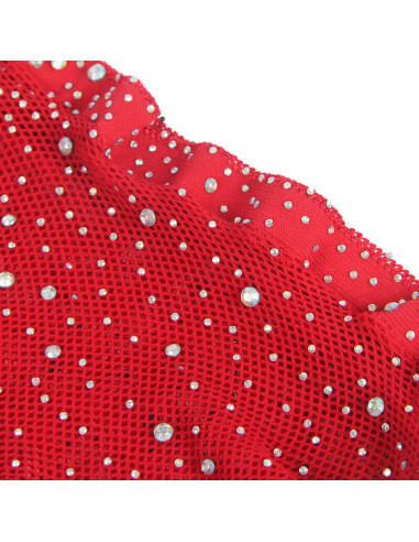 SUBBLIME - 952181 FISHNET BODYSTOCKING WITH GLOVES AND DIAMONDS RED ONE SIZE