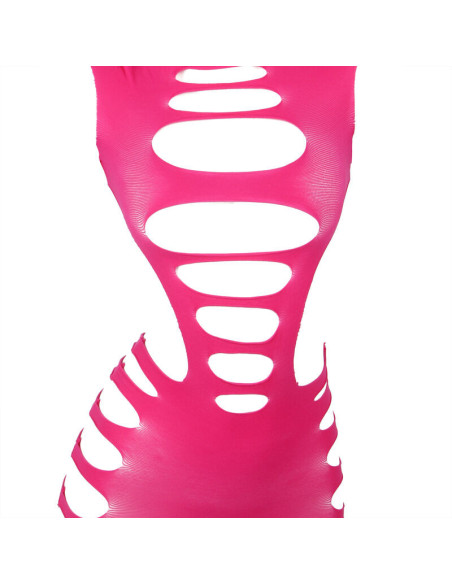 SUBBLIME - 952273 LONG SLEEVE ELASTIC FISHNET DRESS PINK ONE SIZE