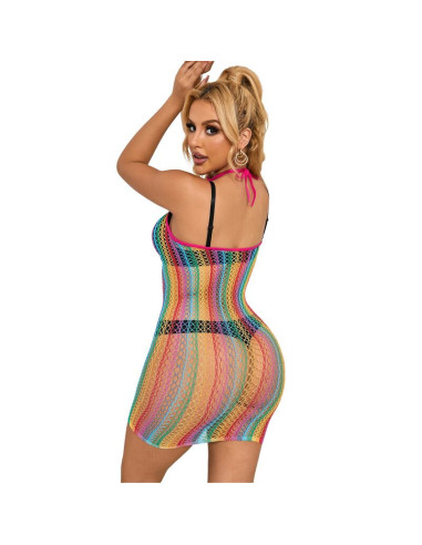 SUBBLIME - 952341 RAINBOW FISHNET DRESS ONE SIZE