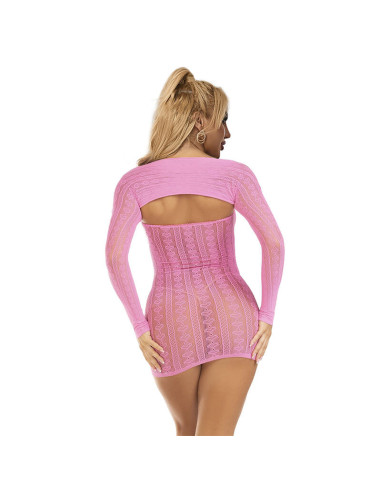 SUBBLIME - 952471 PINK FISHNET DRESS ONE SIZE