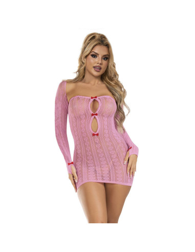 SUBBLIME - 952471 PINK FISHNET DRESS ONE SIZE