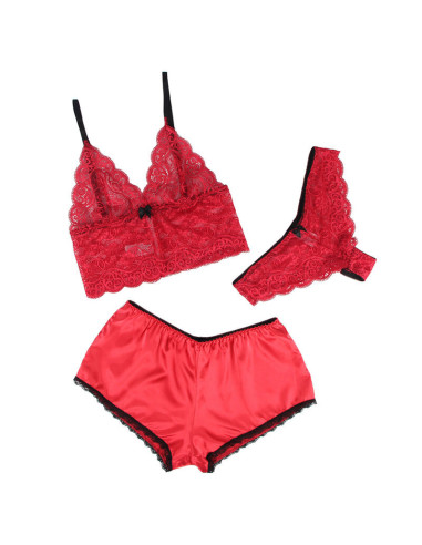 SUBBLIME - 953904 SILK AND LACE NIGHTGOWN PANTIES RED L-XL