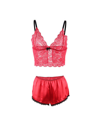 SUBBLIME - 953904 SILK AND LACE NIGHTGOWN PANTIES RED L-XL