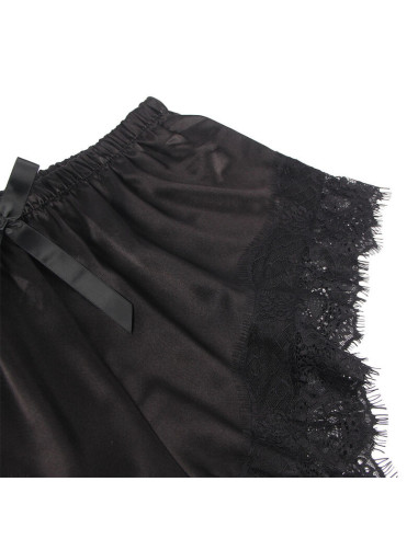 SUBBLIME - 953942 CASUAL SILK NIGHTGOWN LACE PANTS BLACK L-XL