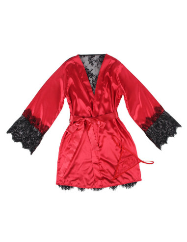 SUBBLIME - 954024 LACE SHEER BACK CAMISOLE THONG RED-BLACK L-XL