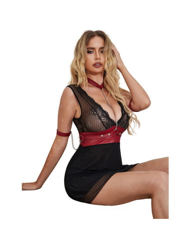 SUBBLIME - 954437 LACE BONDAGE DRESS BLACK L-XL