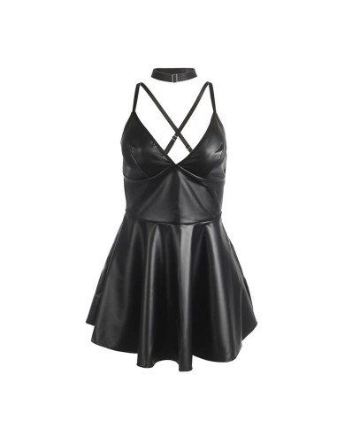 SUBBLIME - 955373 DRESS WITH BLACK LEATHER STRAPS S-M