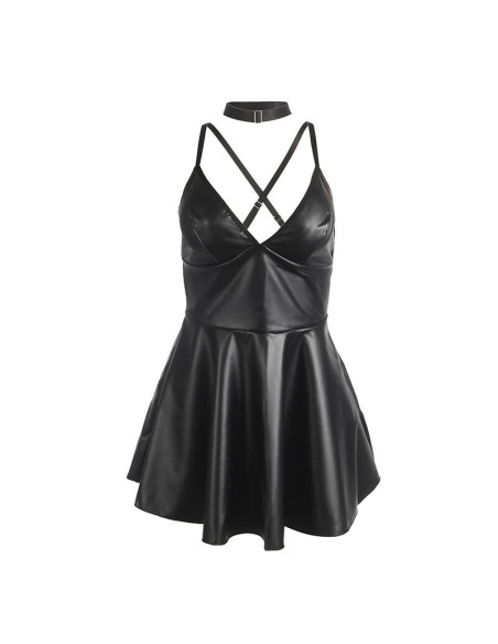SUBBLIME - 955373 DRESS WITH BLACK LEATHER STRAPS S-M