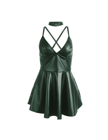 SUBBLIME - 955434 DRESS WITH GREEN LEATHER STRAPS S-M
