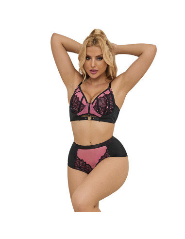 SUBBLIME - 955588 PINK PATENT LEATHER MESH ZIPPER BRA SET L-XL