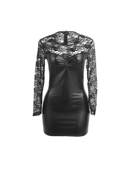 SUBBLIME - 955595 LONG SLEEVE DRESS WITH BLACK LACE S-M