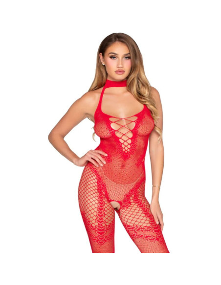 LEG AVENUE - 89336 BODYSTOCKING BE TARPKOJO RAUDONA - VIENAS DYDIS