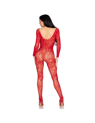 LEG AVENUE - 89366 NĖRINIUOTAS APATINIS TRIKOTAŽAS BODYSTOCKING RAUDONAS - VIENAS DYDIS