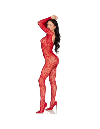 LEG AVENUE - 89366 NĖRINIUOTAS APATINIS TRIKOTAŽAS BODYSTOCKING RAUDONAS - VIENAS DYDIS