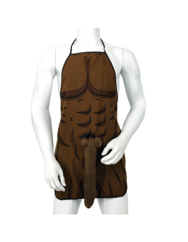 DIABLO PICANTE - MUSCULAR APRON WITH 3D PENIS IN BROWN TONE