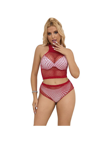 SUBBLIME - 952402 FISHNET SET WITH PINK DIAMONDS ONE SIZE