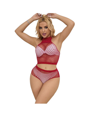 SUBBLIME - 952402 FISHNET SET WITH PINK DIAMONDS ONE SIZE