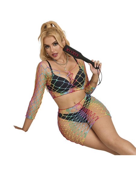 SUBBLIME - 952440 2-PIECE FISHNET SET LONG SLEEVE RAINBOW ONE SIZE