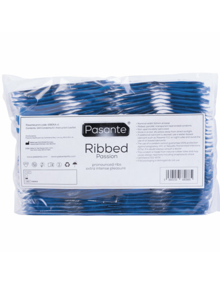 PASANTE - RIBBED PASSION CONDOMS BAG 144 UNITS