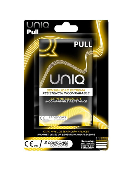 UNIQ - PULL LATEX FREE CONDOMS WITH STRIPS 3 UNITS