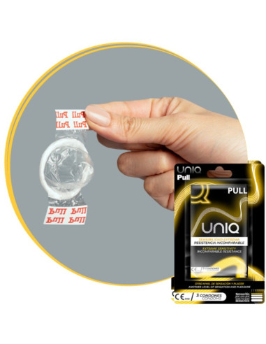 UNIQ - PULL LATEX FREE CONDOMS WITH STRIPS 3 UNITS