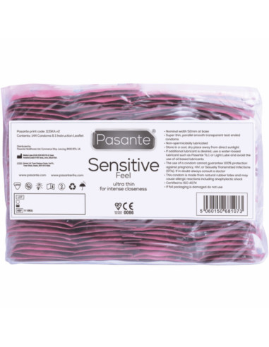 PASANTE - CONDOMS SENSITIVE BAG 144 UNITS