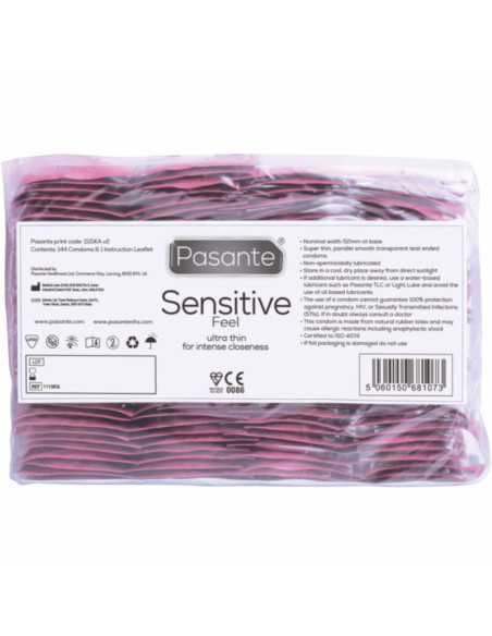 PASANTE - CONDOMS SENSITIVE BAG 144 UNITS