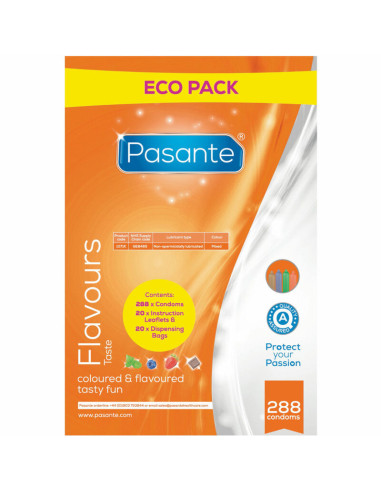 PASANTE - CONDOMS ECO PACK FLAVORS BAG 288 UNITS