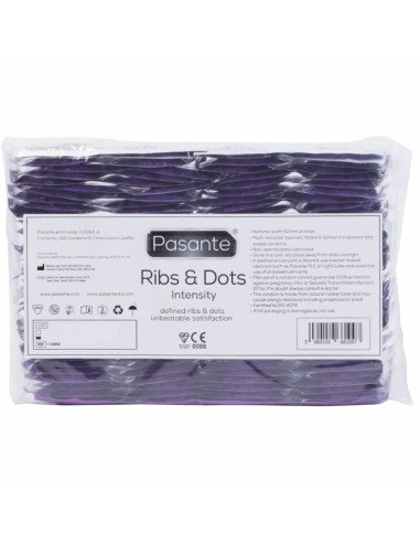 PASANTE - RIBS and DOTS INTENSITY CONDOMS 144 UNITS