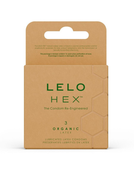 LELO - HEX ORGANIC PREZERVATYVŲ DĖŽUTĖ, 3 VIENETAI