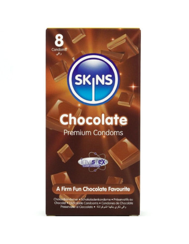 SKINS - ŠOKOLADINIAI PREMIUM PREZERVATYVAI, 8 PAKUOTĖS