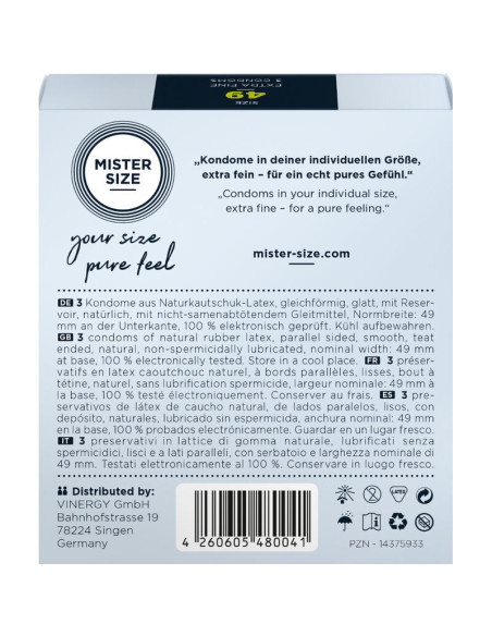 MISTER SIZE - CONDOM SIZE S 49 MM (3 UNITS)