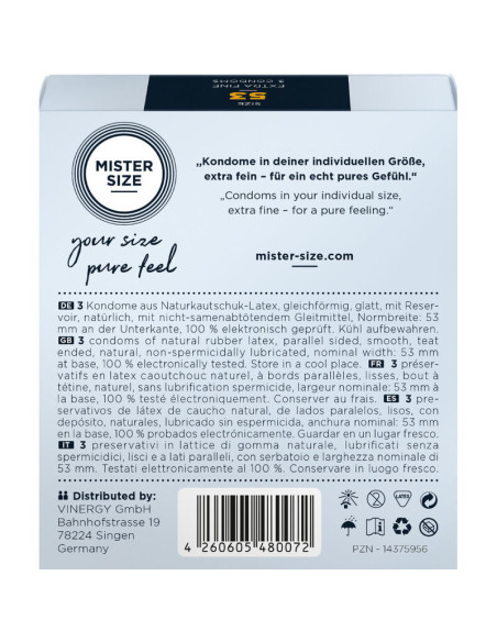 MISTER SIZE - PREZERVATYVŲ DYDIS M 53 MM (3 VIENETAI)