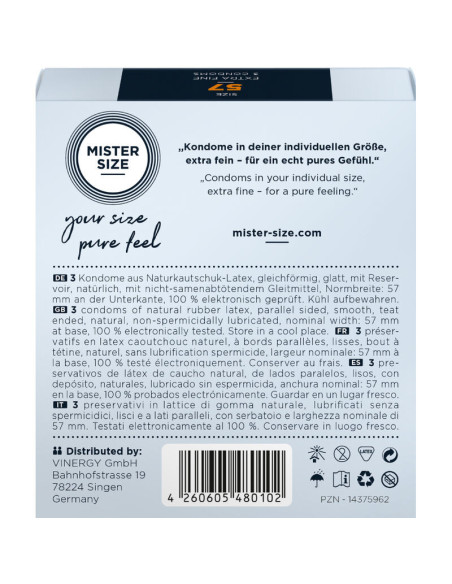 MISTER SIZE - PREZERVATYVŲ DYDIS L 57 MM (3 VIENETAI)