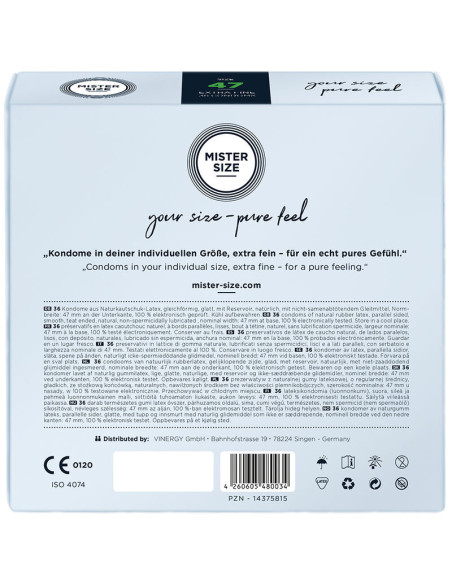 MISTER SIZE - PREZERVATYVAI, XS DYDIS 47 MM (36 VIENETAI)
