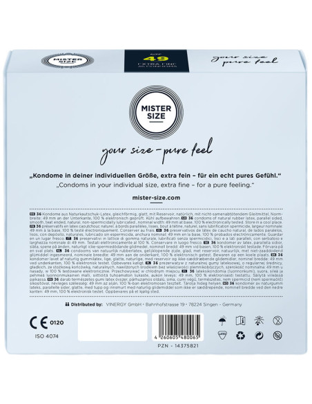 MISTER SIZE - CONDOM SIZE S 49 MM (36 UNITS)