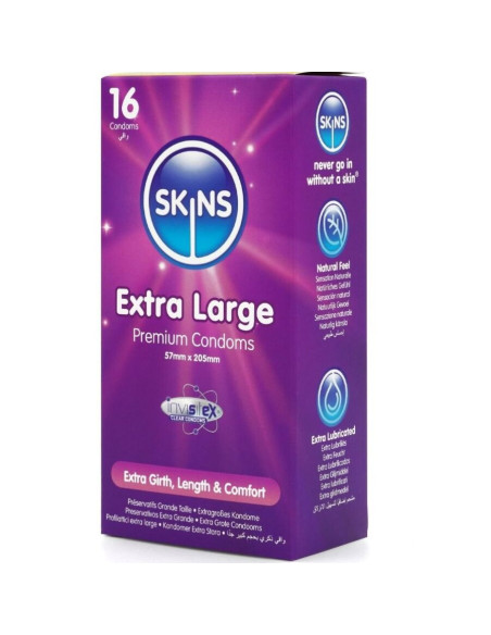 SKINS - YPAČ DIDELIS PREMIUM KLASĖS PREZERVATYVŲ PAKUOTĖ, 16 VNT.