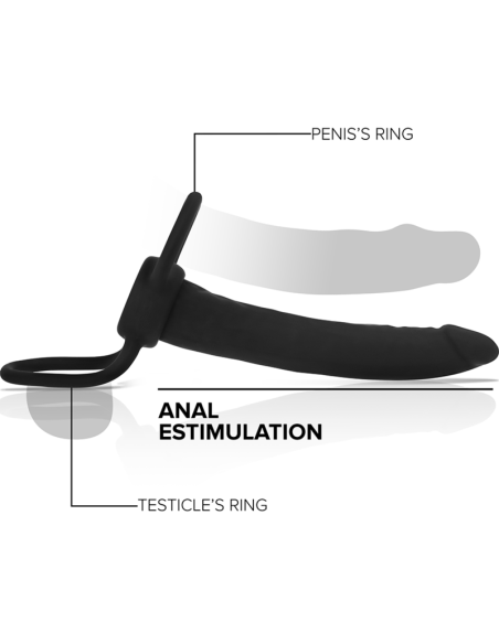 MYTHOLOGY - COBI ONYX ANAL DILDO WITH COCK AND TESTICLE RING 13 SILICONE CM