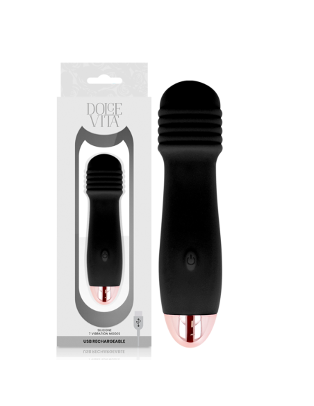 DOLCE VITA - RECHARGEABLE VIBRATOR THREE BLACK 7 SPEED