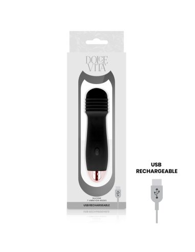 DOLCE VITA - RECHARGEABLE VIBRATOR THREE BLACK 7 SPEED