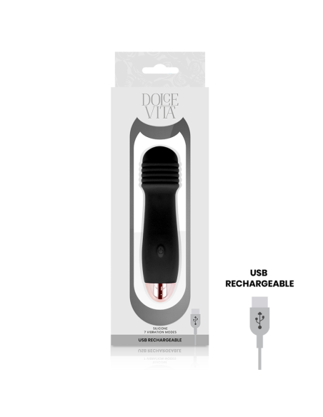 DOLCE VITA - RECHARGEABLE VIBRATOR THREE BLACK 7 SPEED