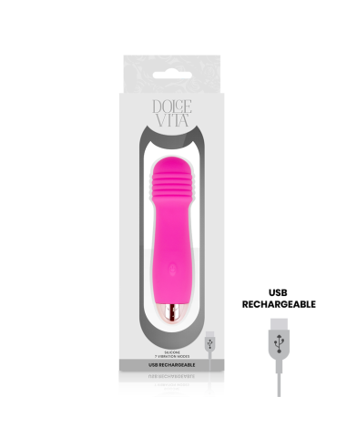 DOLCE VITA - RECHARGEABLE VIBRATOR THREE PINK 7 SPEEDS