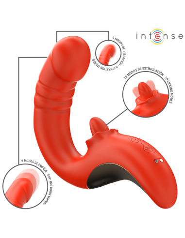 INTENSE - PAULINA VIBRATOR AND STIMULATOR IN U SHAPE RED