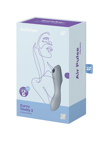 SATISFYER - CURVY TRINITY 3 ORO IMPULSUOTOJO VIBRAVIRAVIMO PRIEMONĖ, PILKA