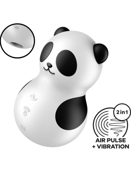 SATISFYER - KIŠENINIS PANDA STIMULIATORIUS IR VIBRATORIUS JUODA IR BALTA SPALVA