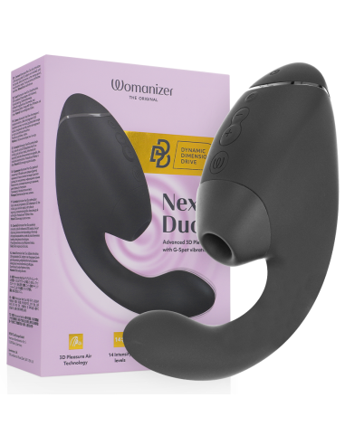 WOMANIZER - DUO NEXT DUAL CLITORAL irG-SPOTO STIMULIATORIAUS JUODAS