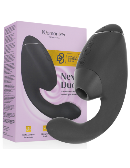 WOMANIZER - DUO NEXT DUAL CLITORAL irG-SPOTO STIMULIATORIAUS JUODAS