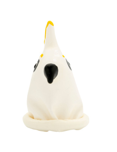 CONDOMERIE - HANDPAINTED NOVELTY CONDOMS PARROT WHITE