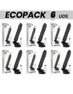 ECOPACK 6 UNITS - BASECOCK REALISTIC VIBRATOR REMOTE CONTROL BLACK 20 CM -O- 4 CM