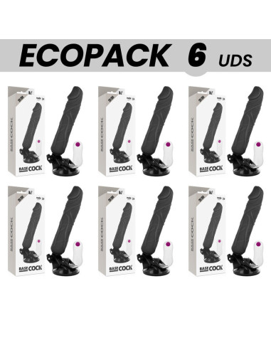 ECOPACK 6 UNITS - BASECOCK REALISTIC VIBRATOR REMOTE CONTROL BLACK 20 CM -O- 4 CM
